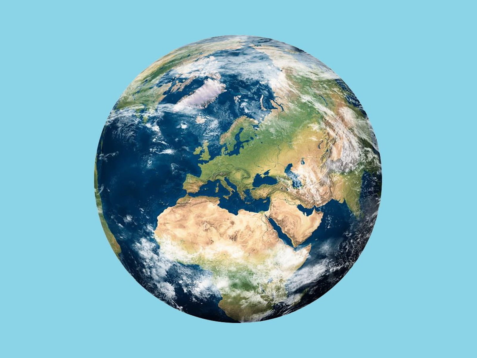 Earth from space on a blue background