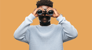 Man with binoculars